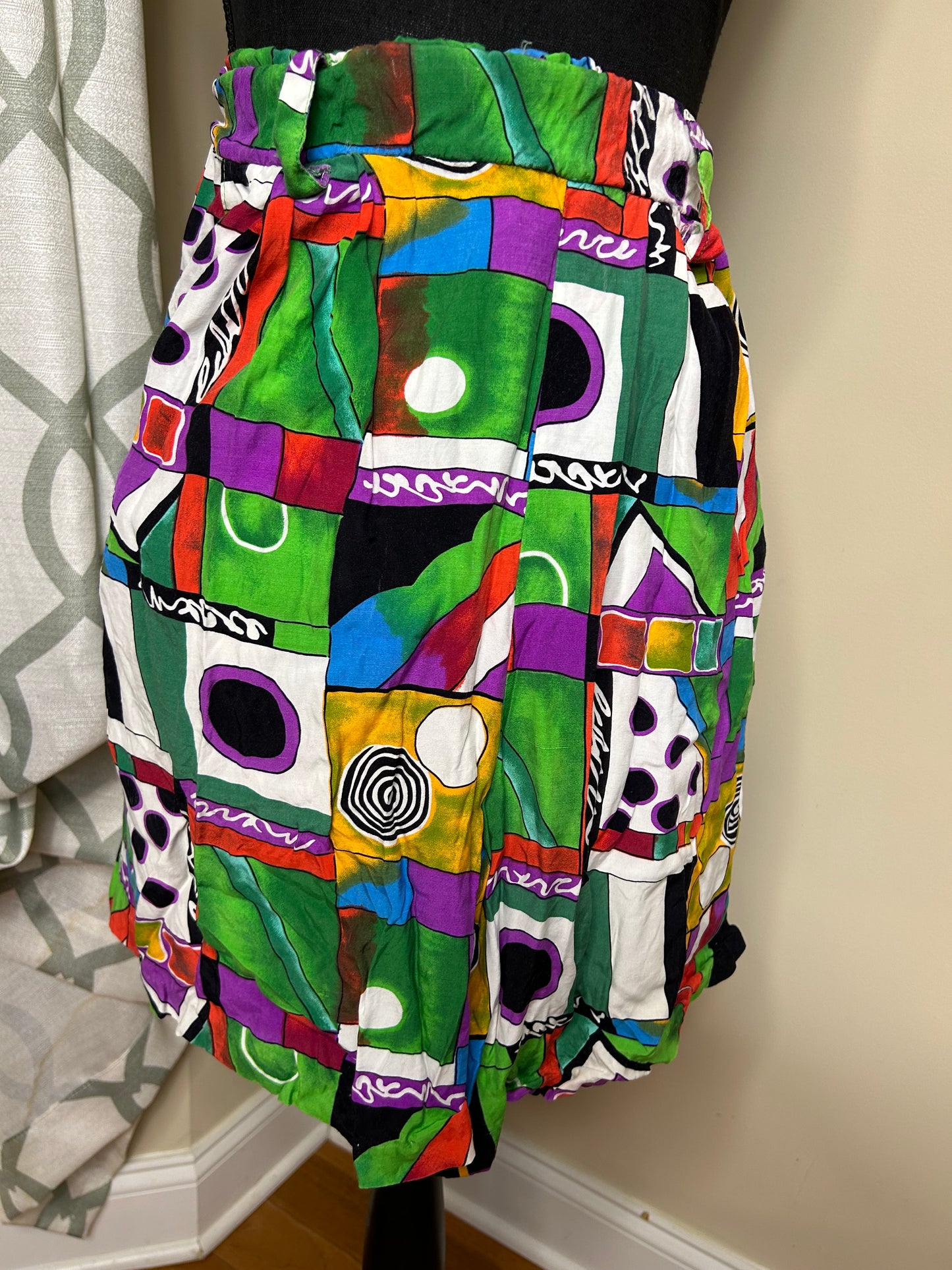 Vintage Abstract Print Shorts