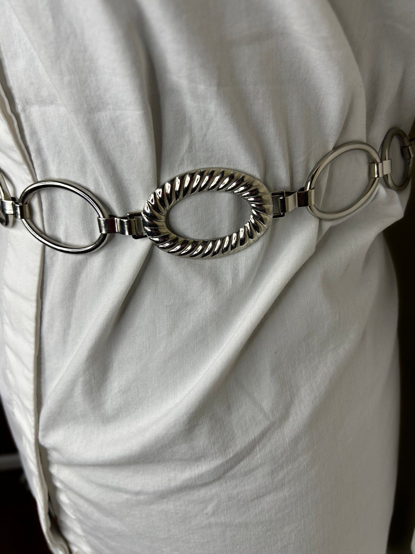 Silver Textured Chain Belt