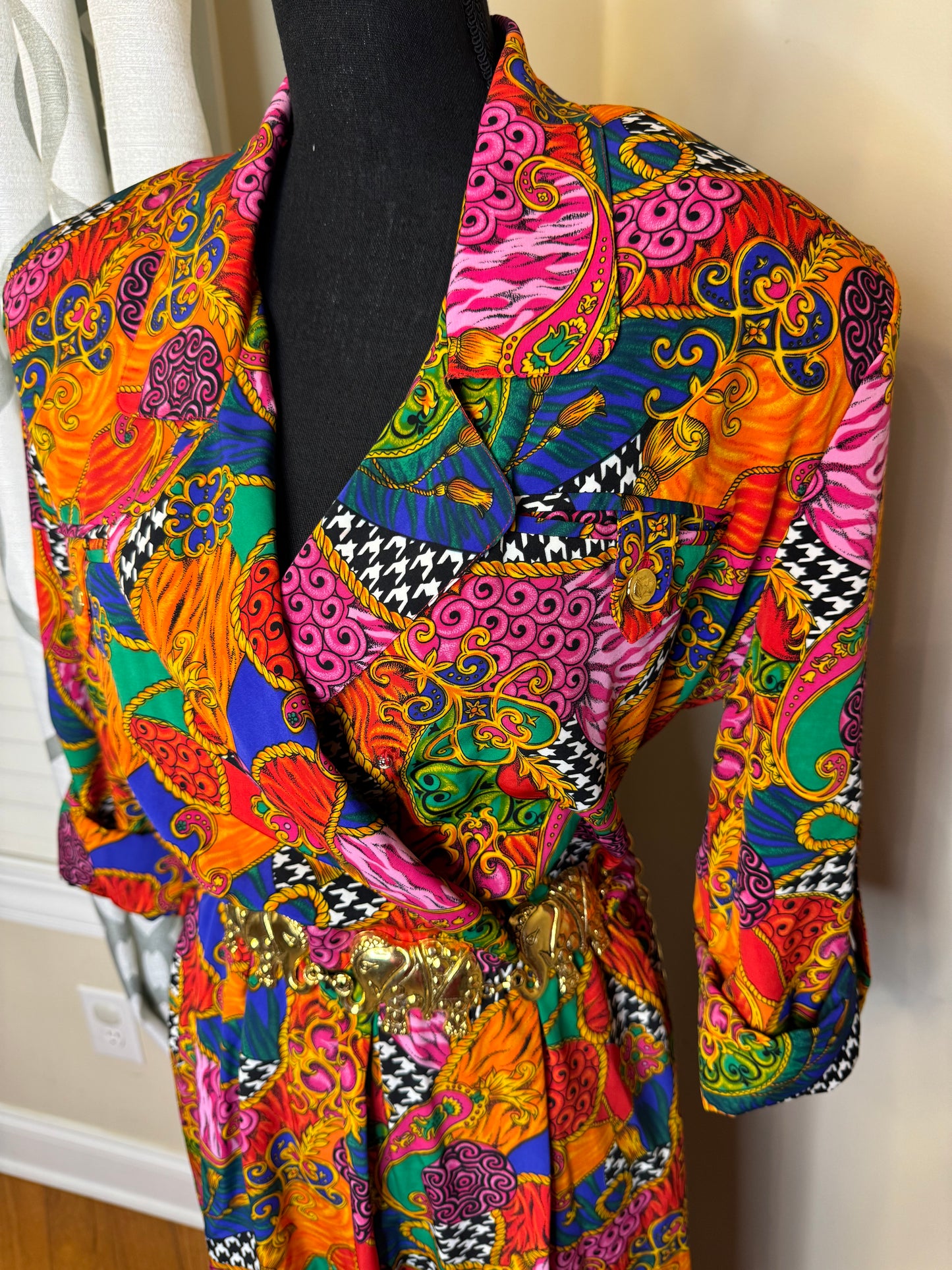 MS CHAUS Abstract Print Vtg Dress