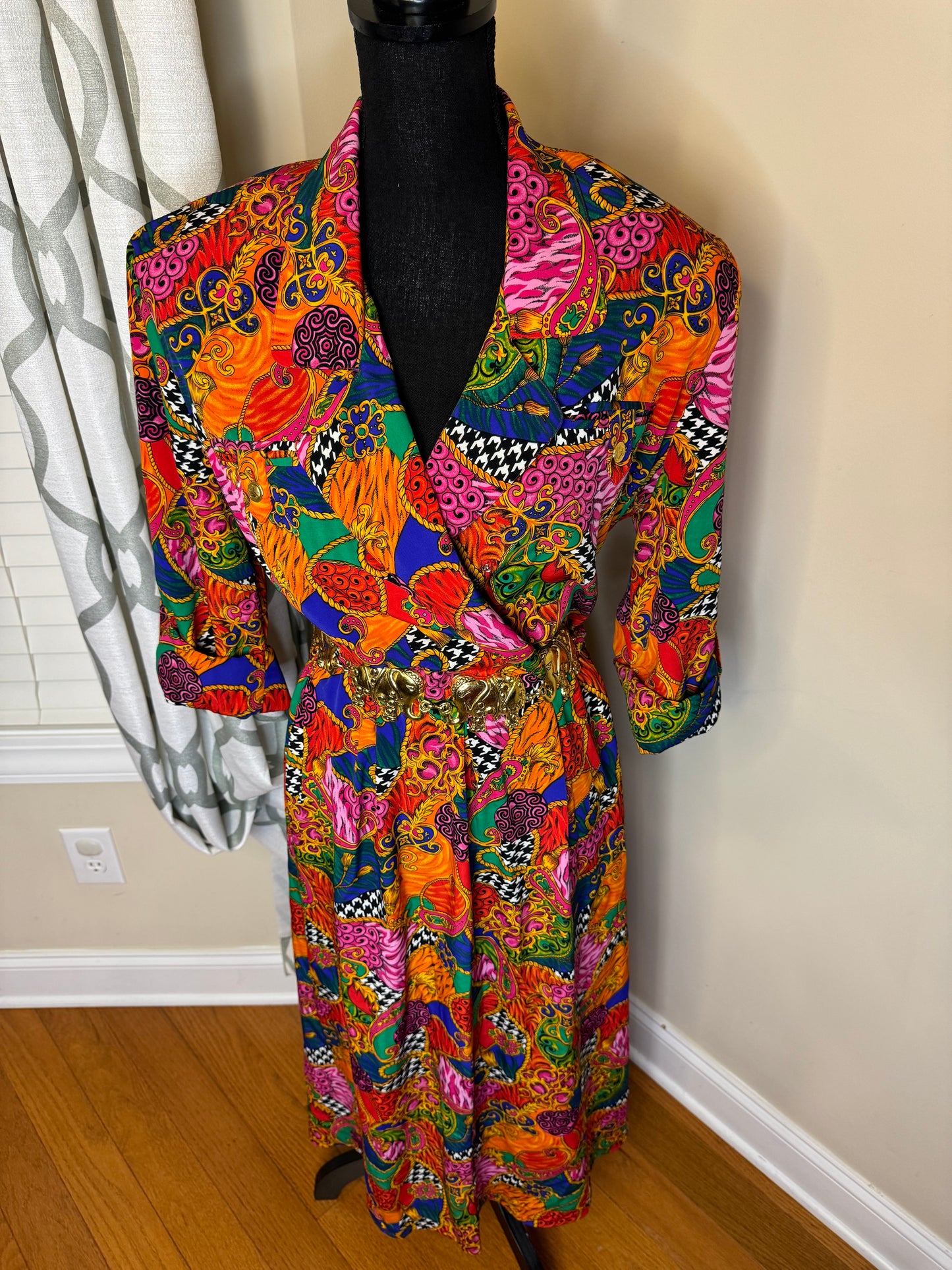 MS CHAUS Abstract Print Vtg Dress