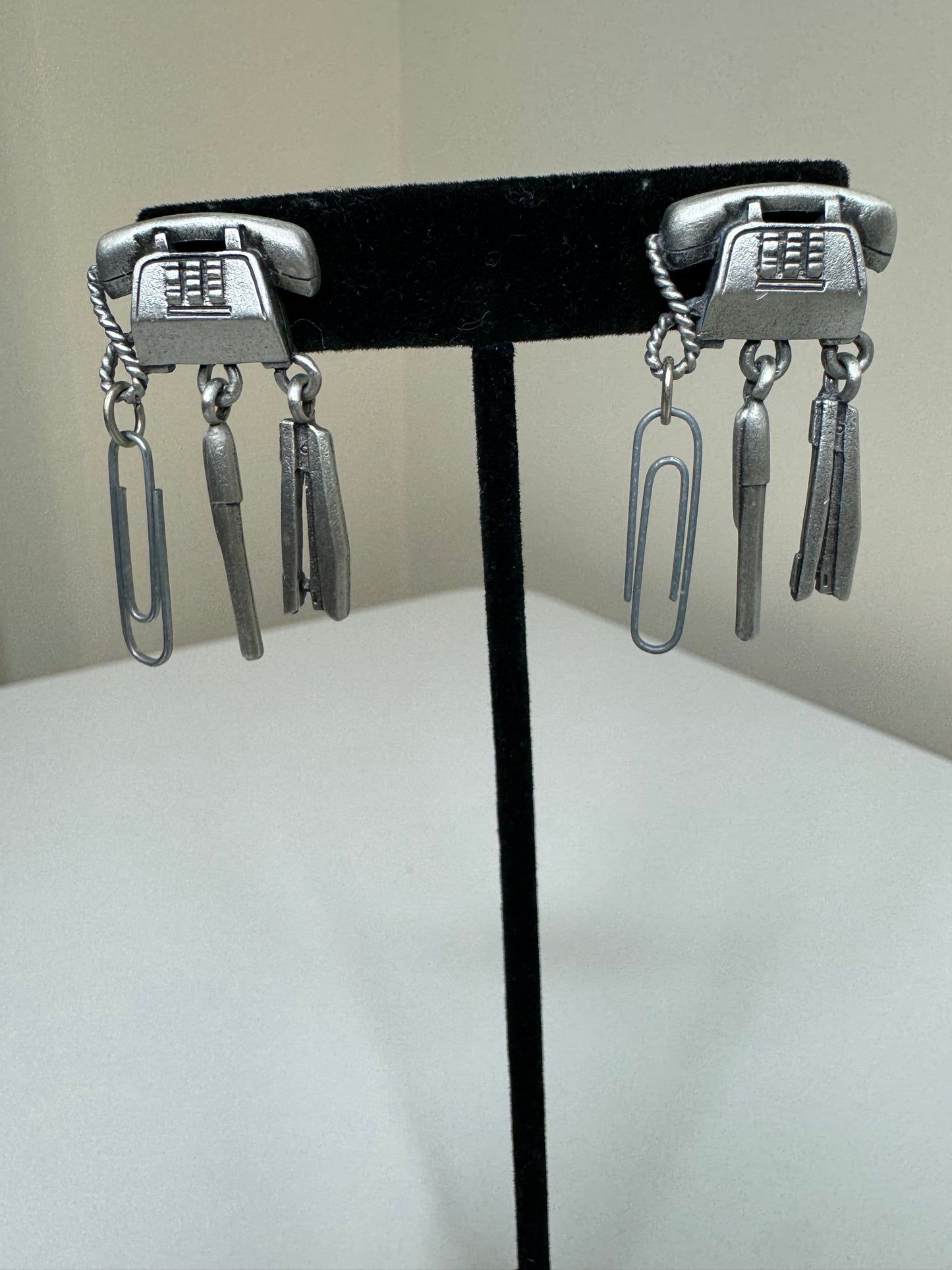 Vintage JJ Branded Artifacts Secretary Pierced Earrings