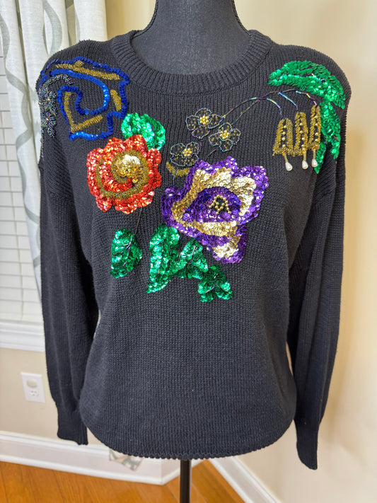 Vtg Sequin and Beaded Sweater