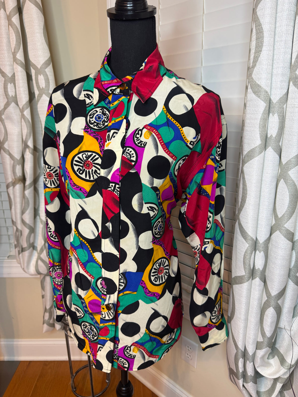 Vtg Pat Argenti Abstract Print Shirt