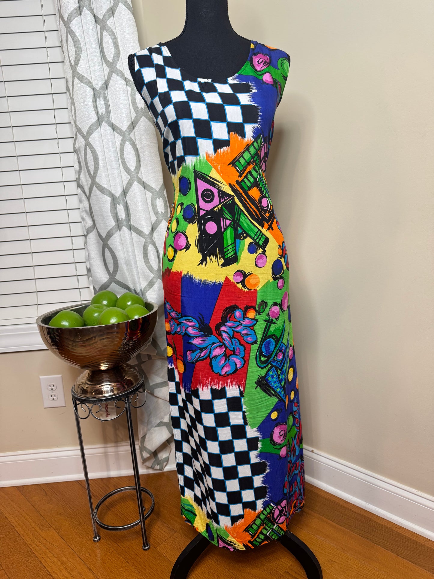 Vtg Abstract Print Dress