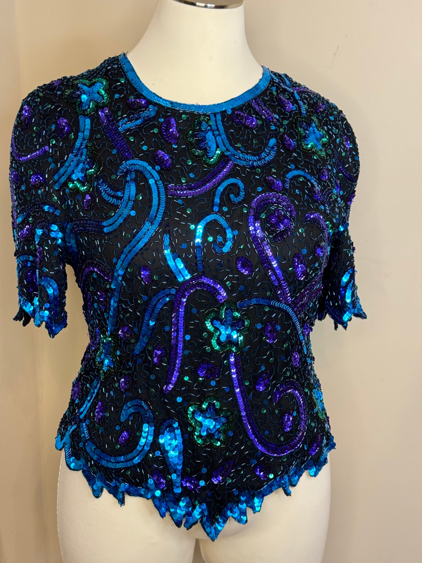 Laurence Kazar Vintage Sequin Blouse