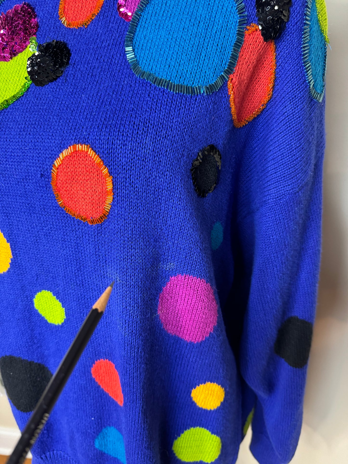 IB Diffusion Women's Vintage Rib Knit Sequin Embellished Sweater