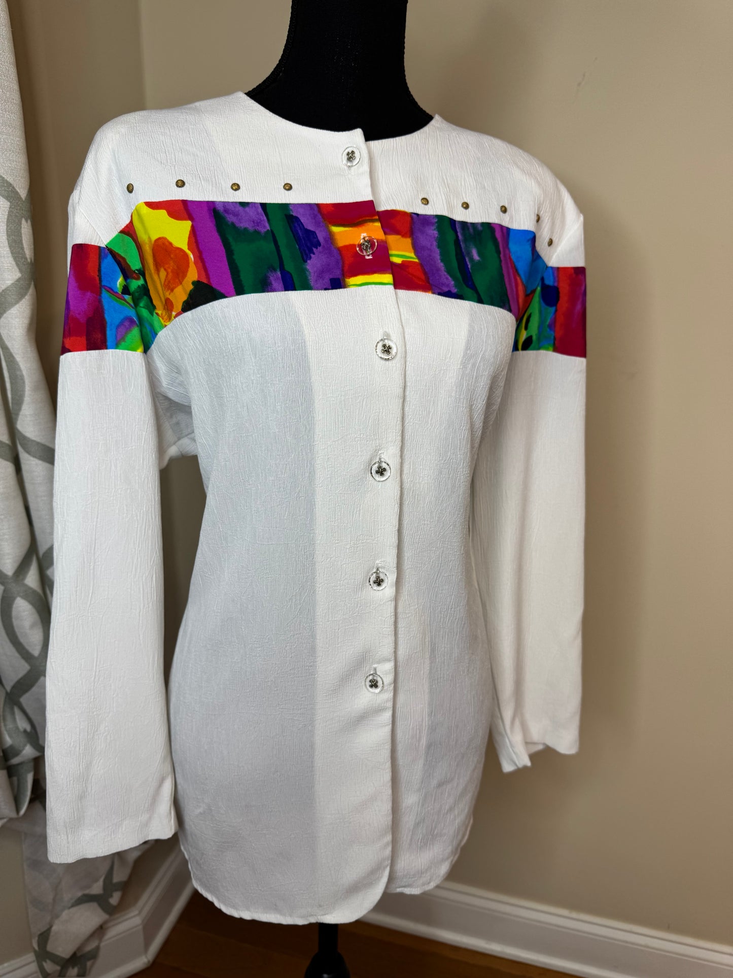 Vintage Jordana Abstract Trimmed Shirt