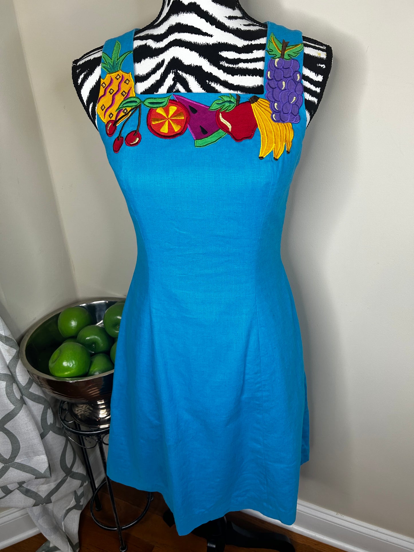 Deborah Laws 90s Fruit Embroidered Dress