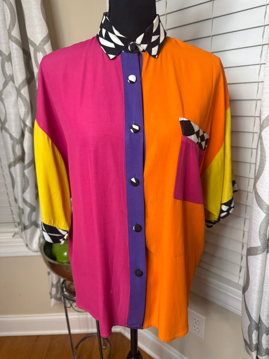 Vintage Judy Knapp Color-block Shirt