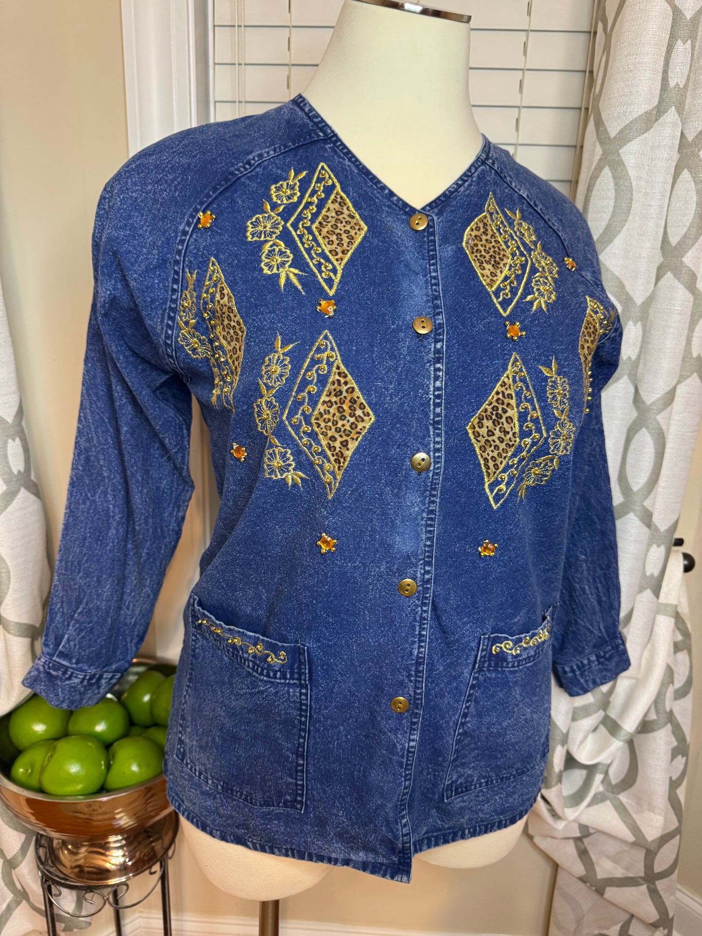 Vintage Conqueta Denim Embroidered Jacket/Shirt