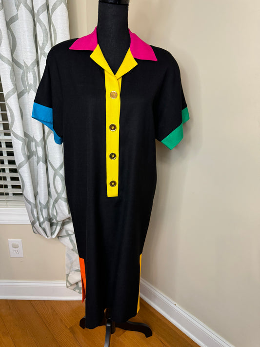 Sandra Ow-Wing Vintage Colorblock Dress
