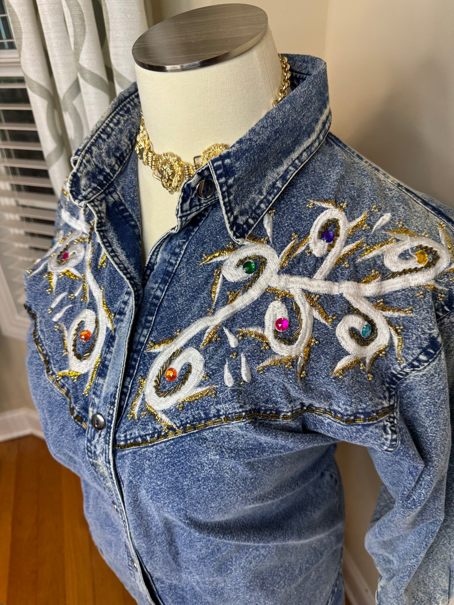 Club Z Vtg Denim Bejeweled 2-Piece Skirt Set