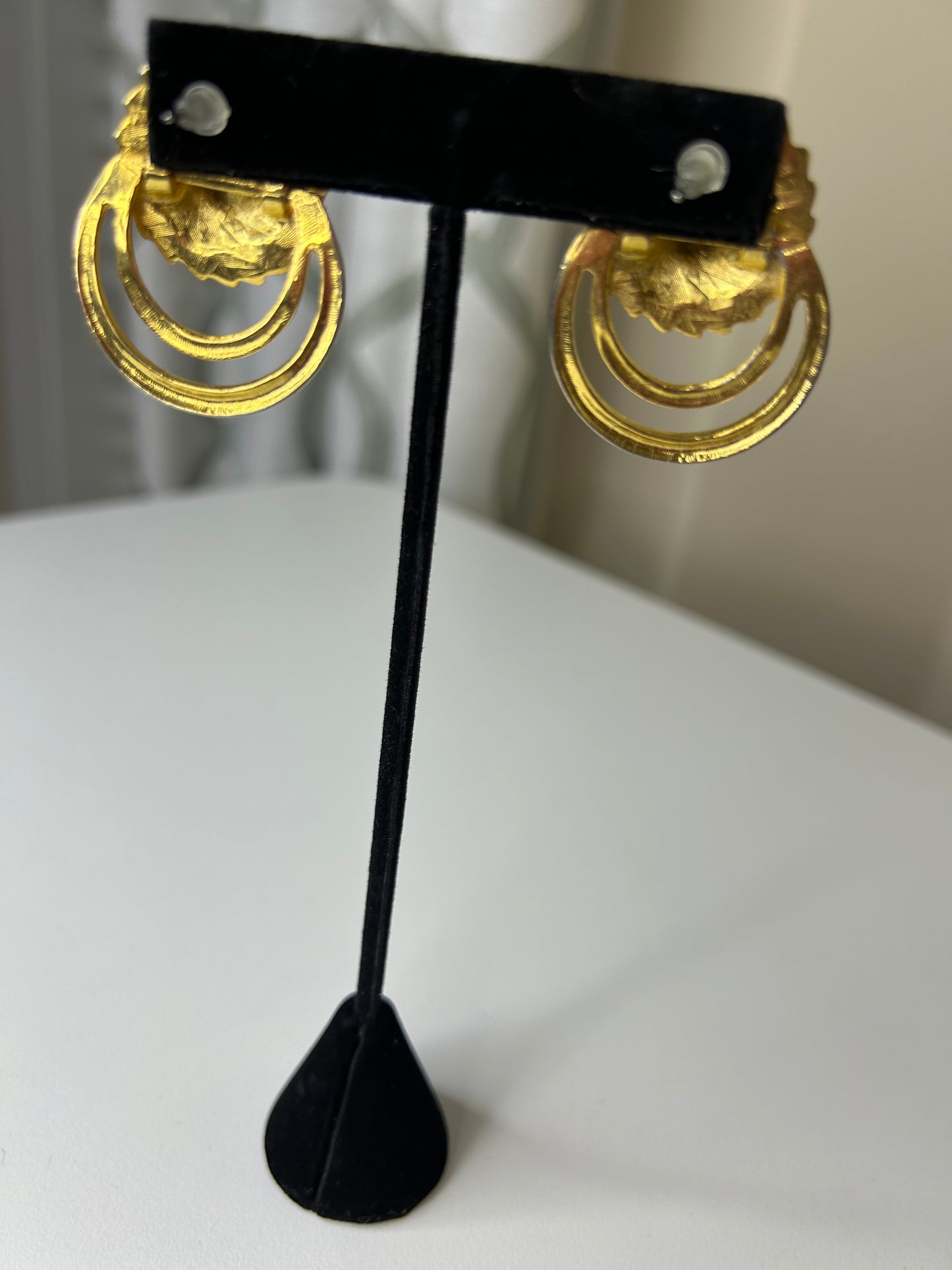 80s Lionhead Doorknocker Pierced Earrings