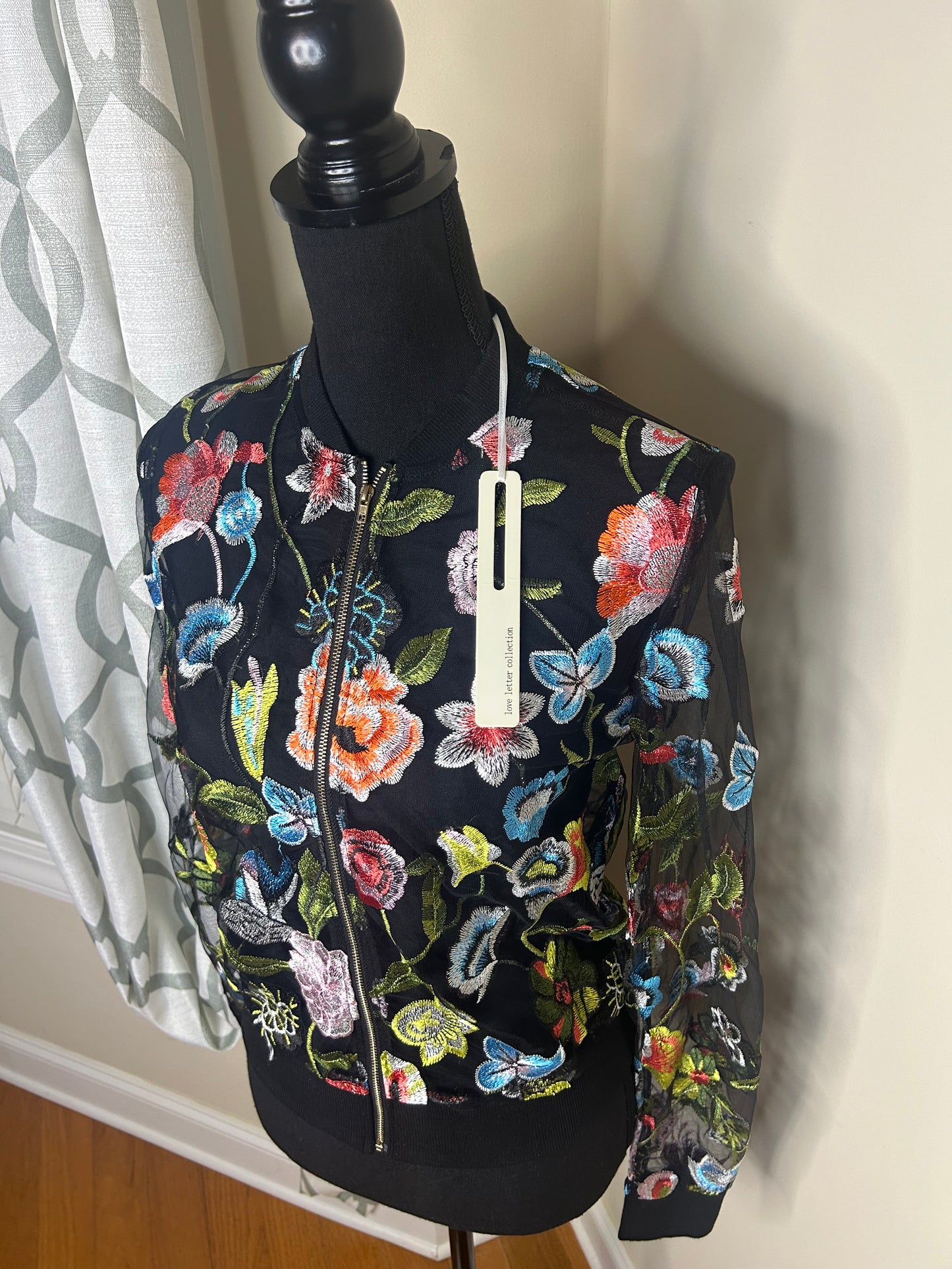 Love Letter Collection Sheer Embroidered Jacket NWT