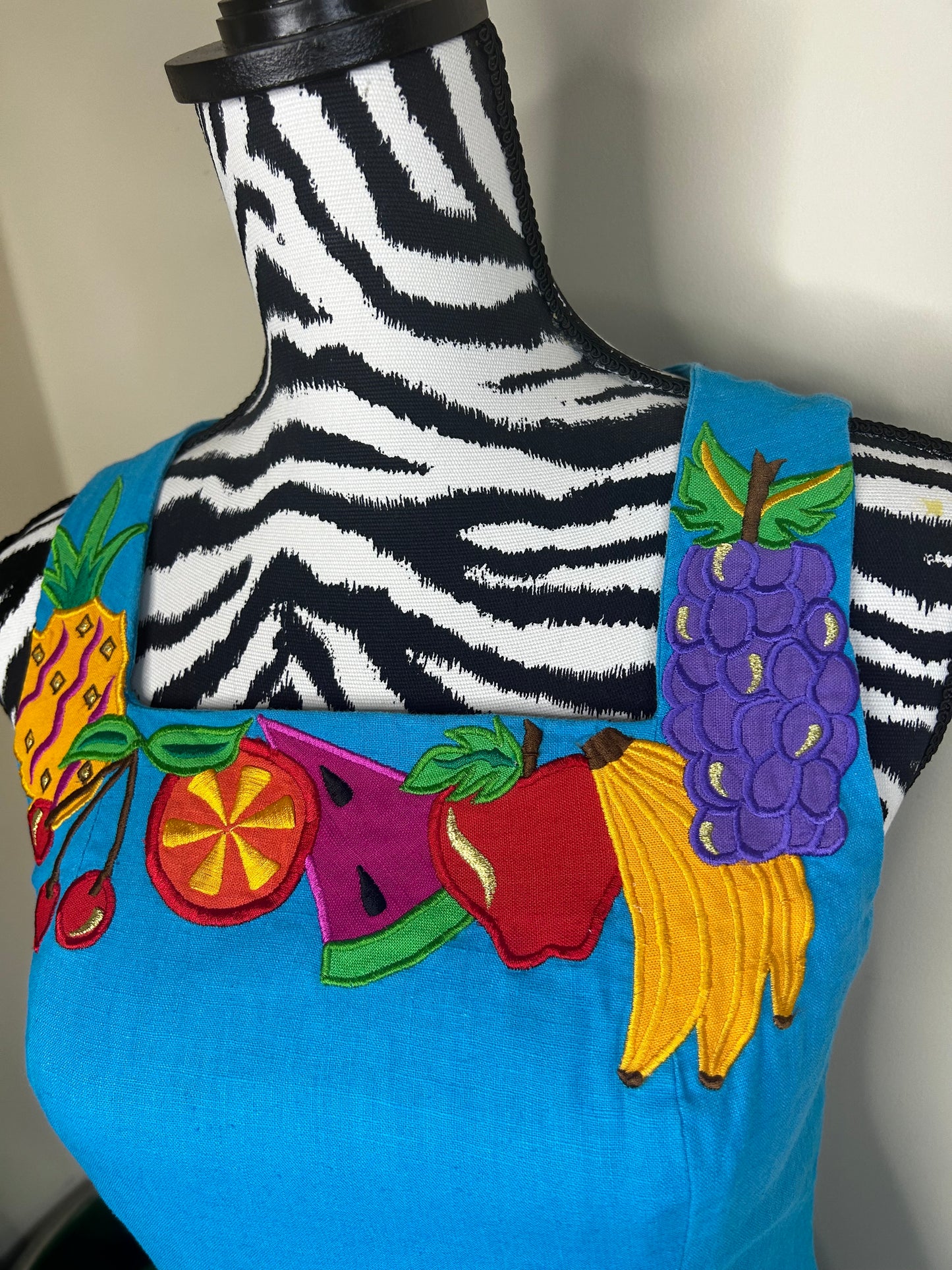 Deborah Laws 90s Fruit Embroidered Dress