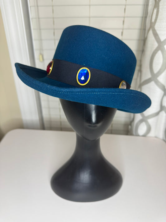 Vintage 70s/80s Jeweled by Ernie Wool Doeskin Felt Bollman Boater Hat