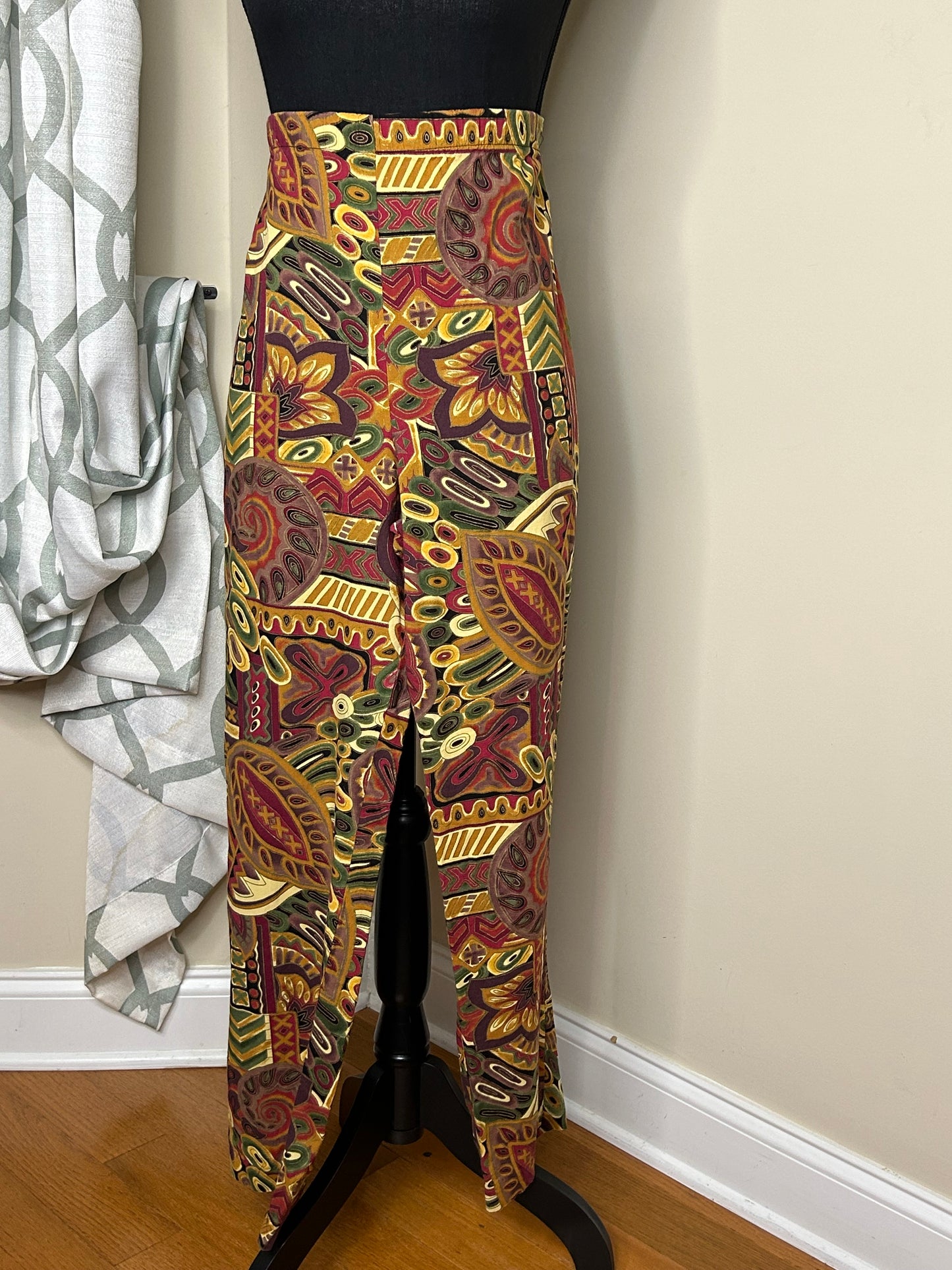 Vintage Abstract Print Pants