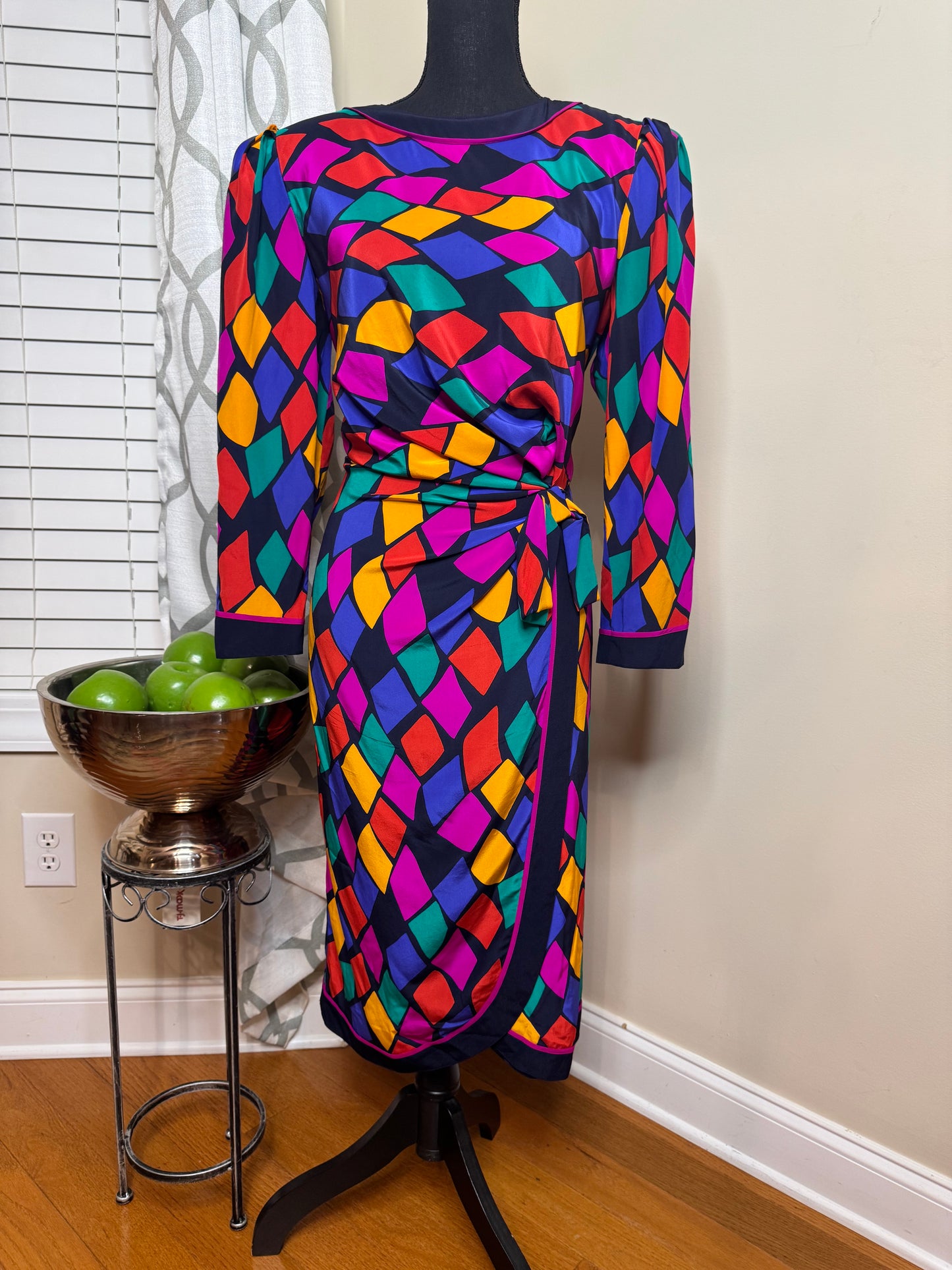 Vtg Louis Feraud Abstract Print Dress