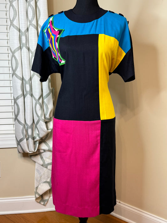 Vintage Leslie Fay Colorblock Dress
