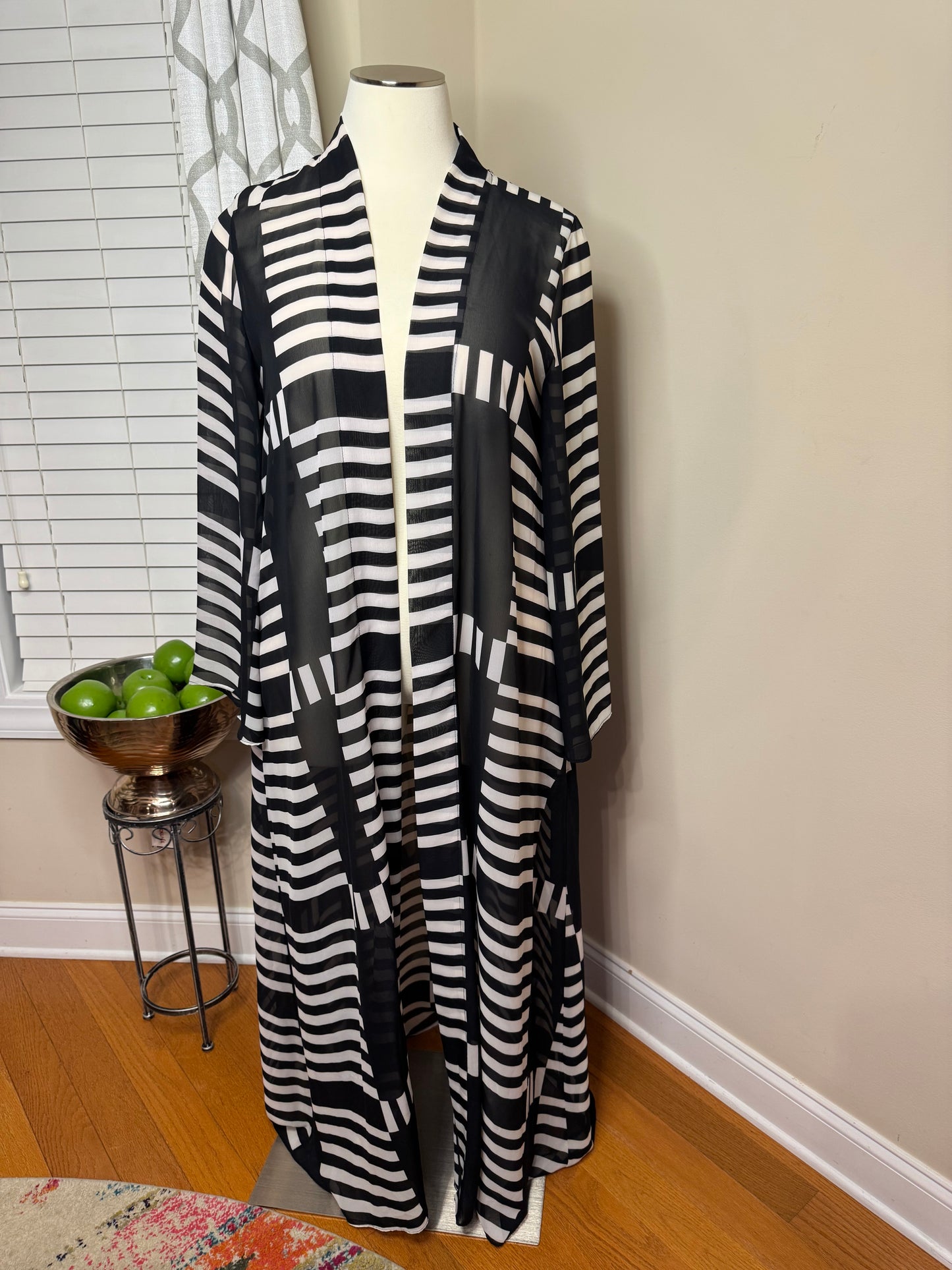 Karen-T Design Black and White Open Sheer Duster