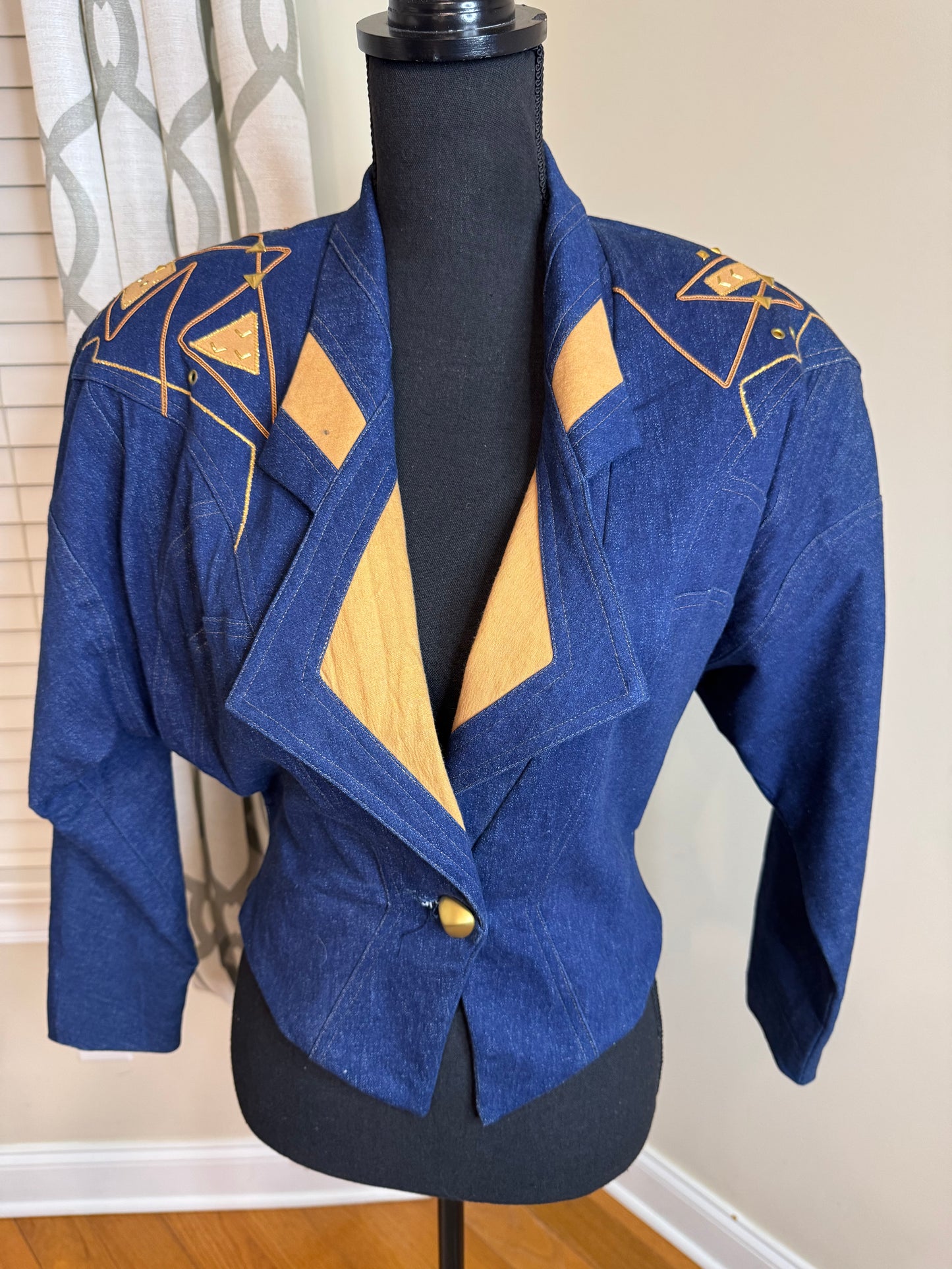KATSAI Sports Embellished and Embroidered Denim Blazer