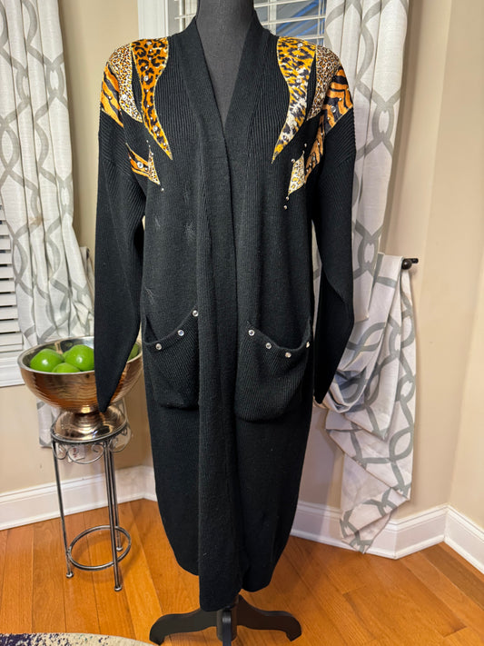 Vtg Animal Trimmed Studded and Bejeweled Duster