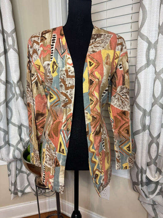 Neutral Tone Abstract Print Vintage Blazer