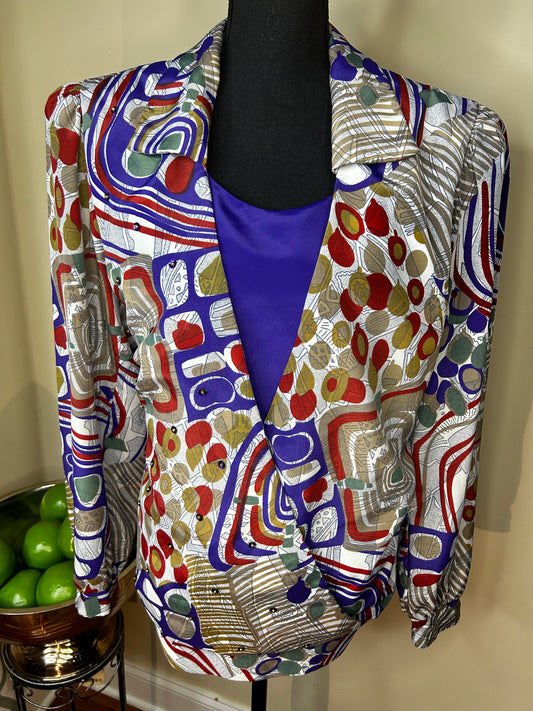 80s Jo Hanna York Blouse with Sequin Accents