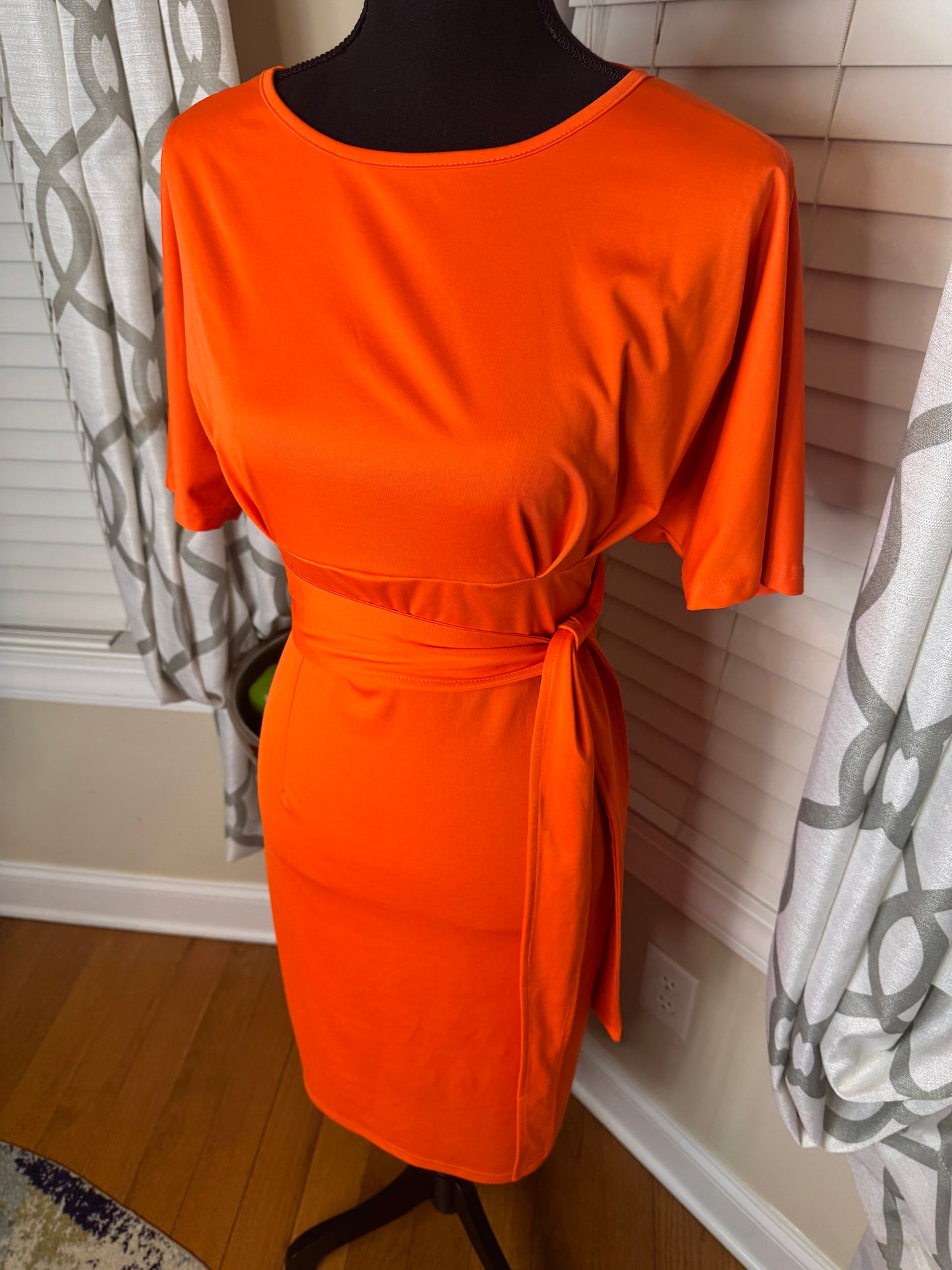 Vibrant Colored Modern Dress with Belt