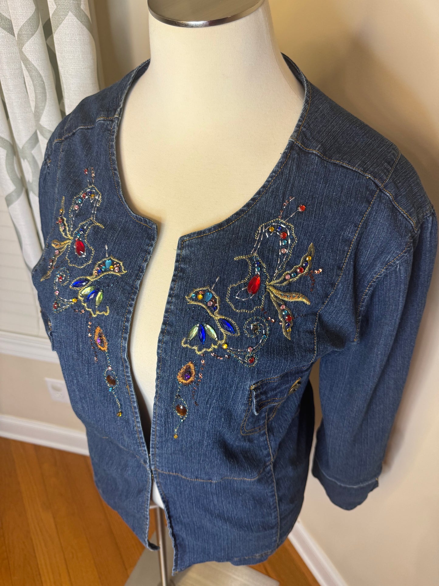 Denim 24/7 Bejeweled and Embroidered Plus Size Jacket