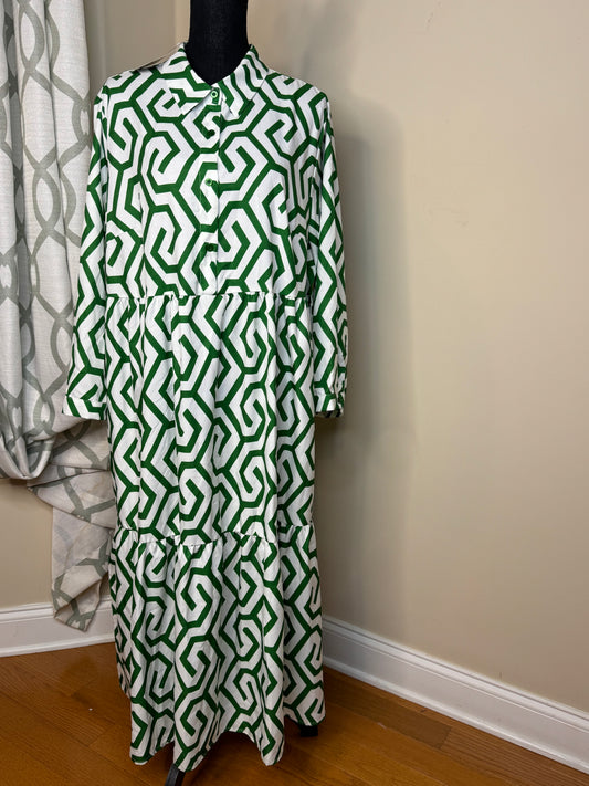 Emery Rose Green and White Dress NWT