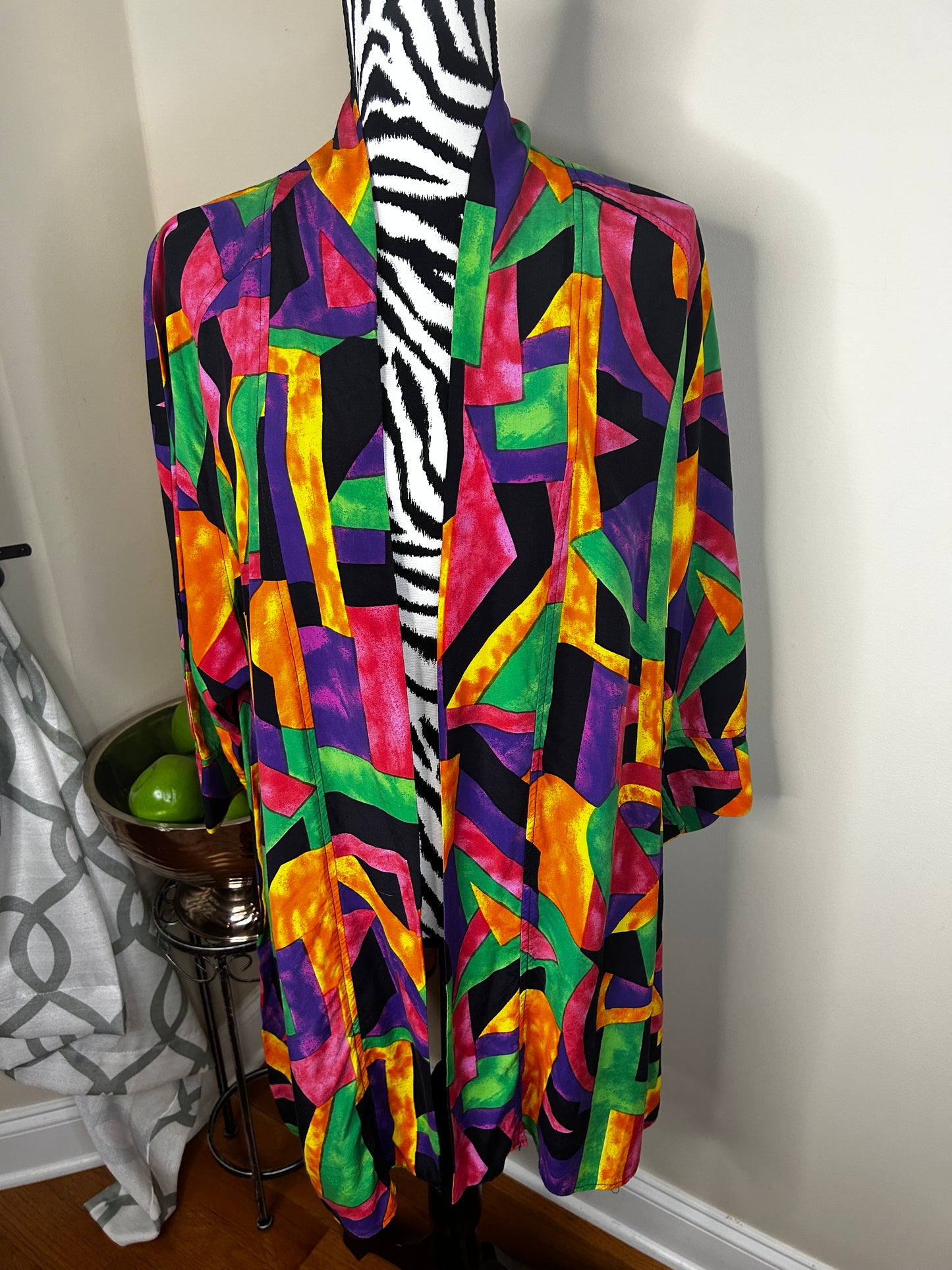 Vintage Dori Abstract Print Open Duster