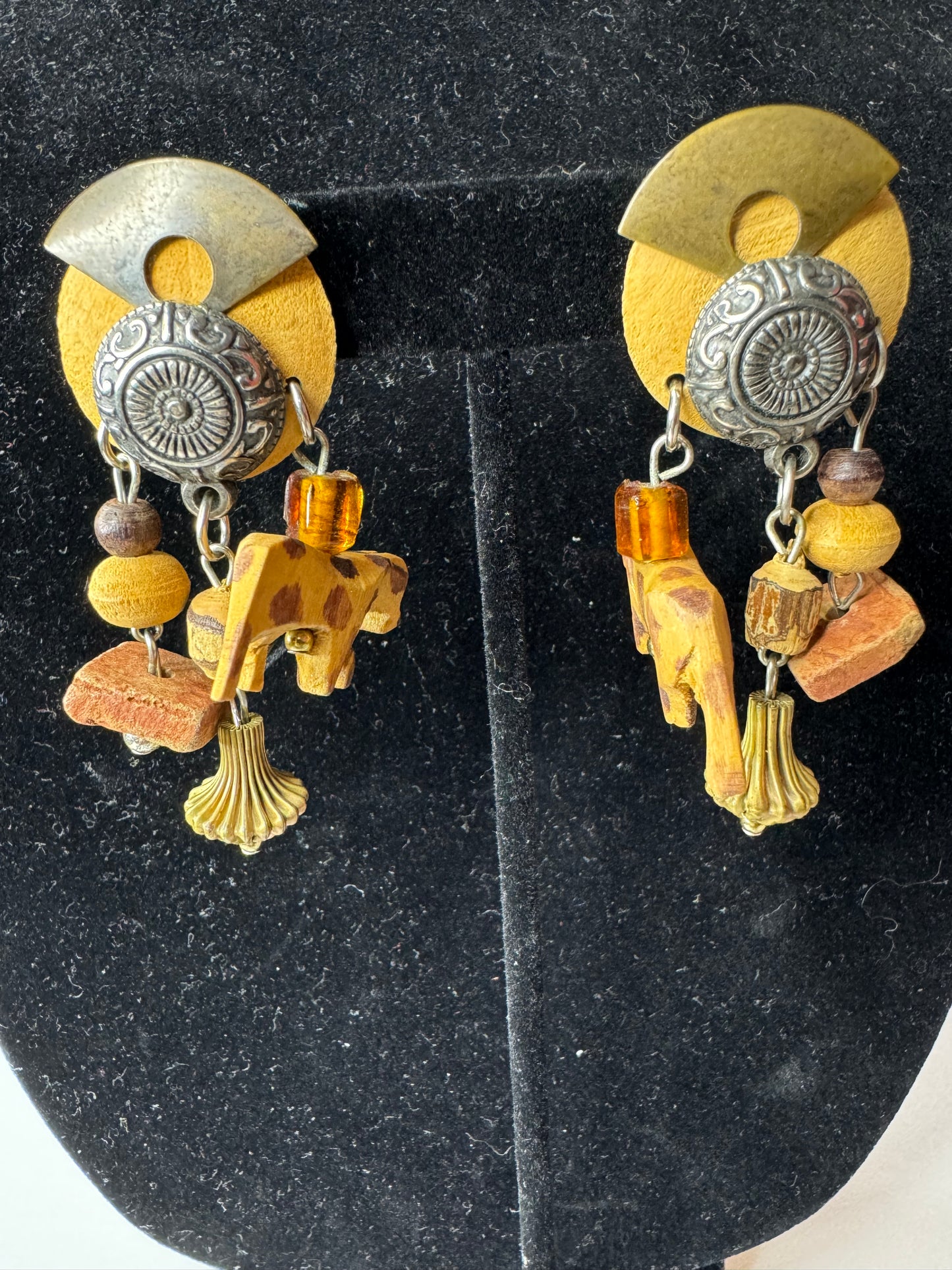 Vtg Boho Safari Earrings