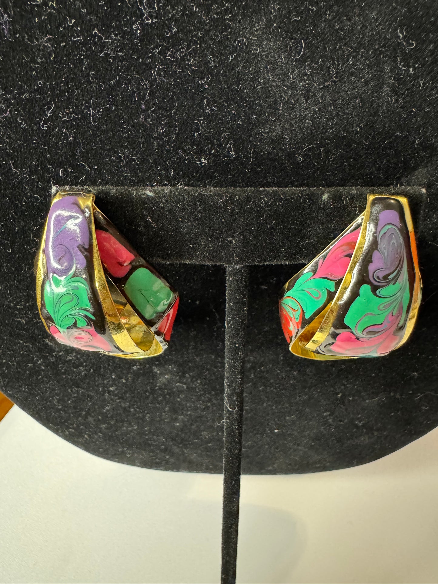 Vtg Abstract Pierced Multicolor Earrings