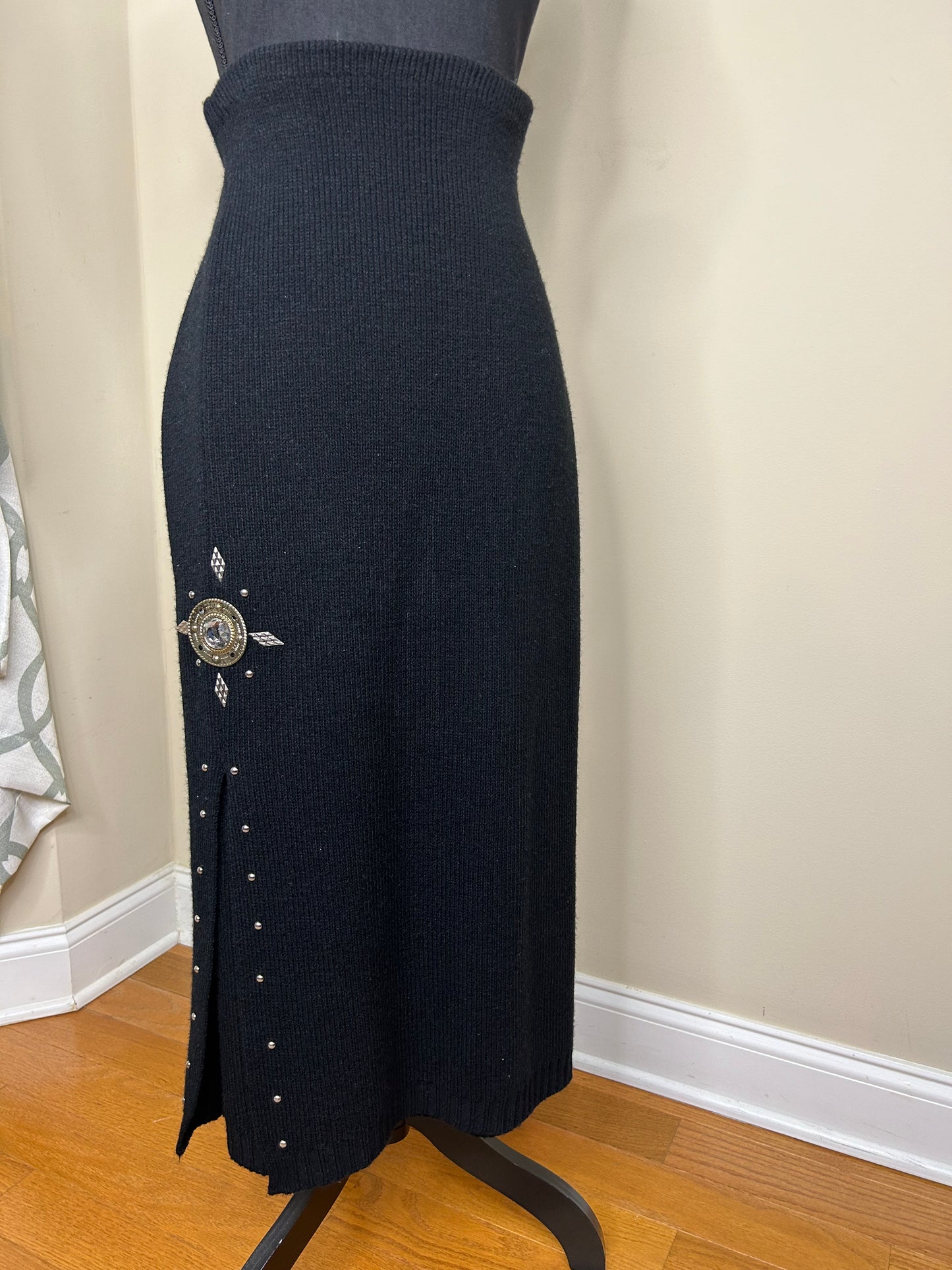 Vintage Bejeweled and Studded Sweater Skirt