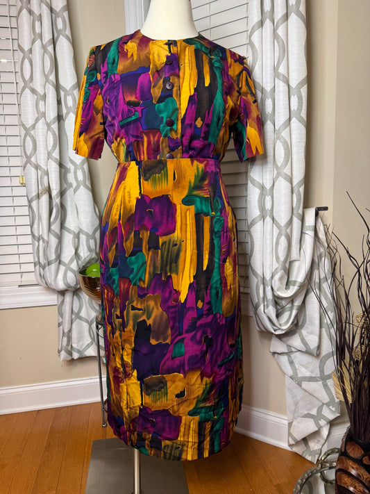 Vintage Abstract Print 2-Piece Wrap Skirt Set