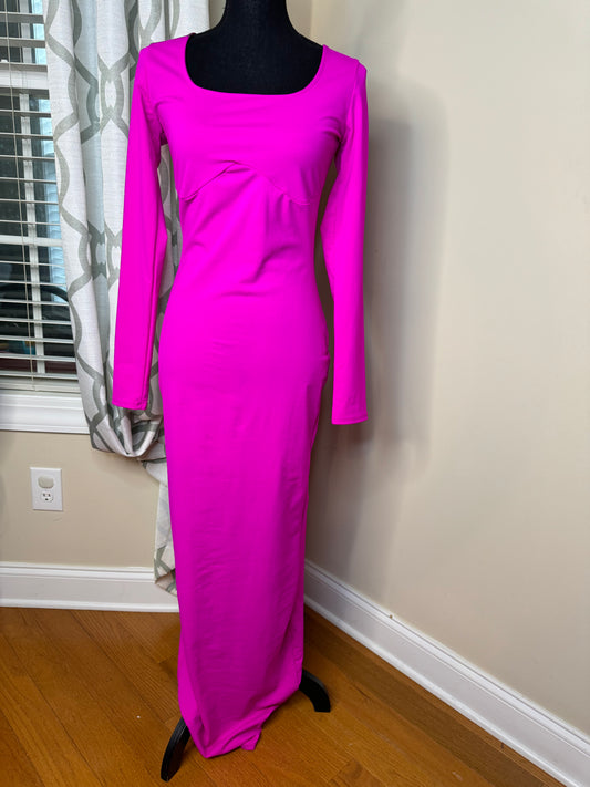 Fashion Nova Noelle Body Con Maxi Dress - Fuchsia