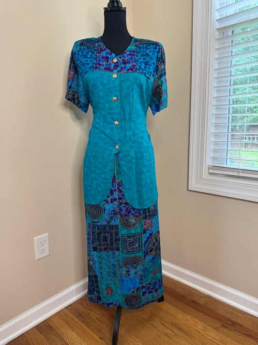 Authentics Vtg 2-Piece Wrap Skirt Set