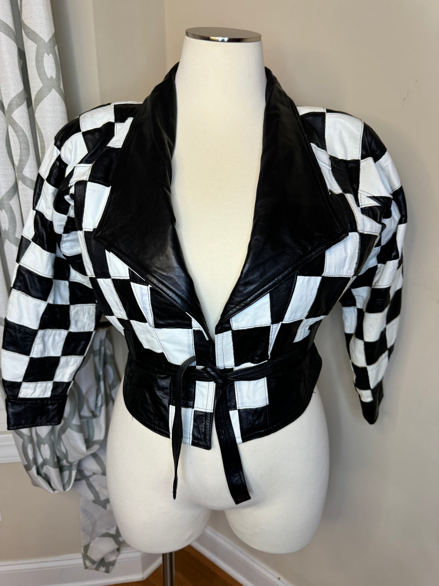 VTG Black and White Leather Jacket