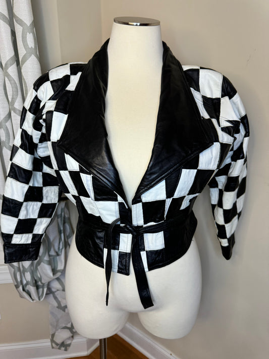 VTG Black and White Leather Jacket