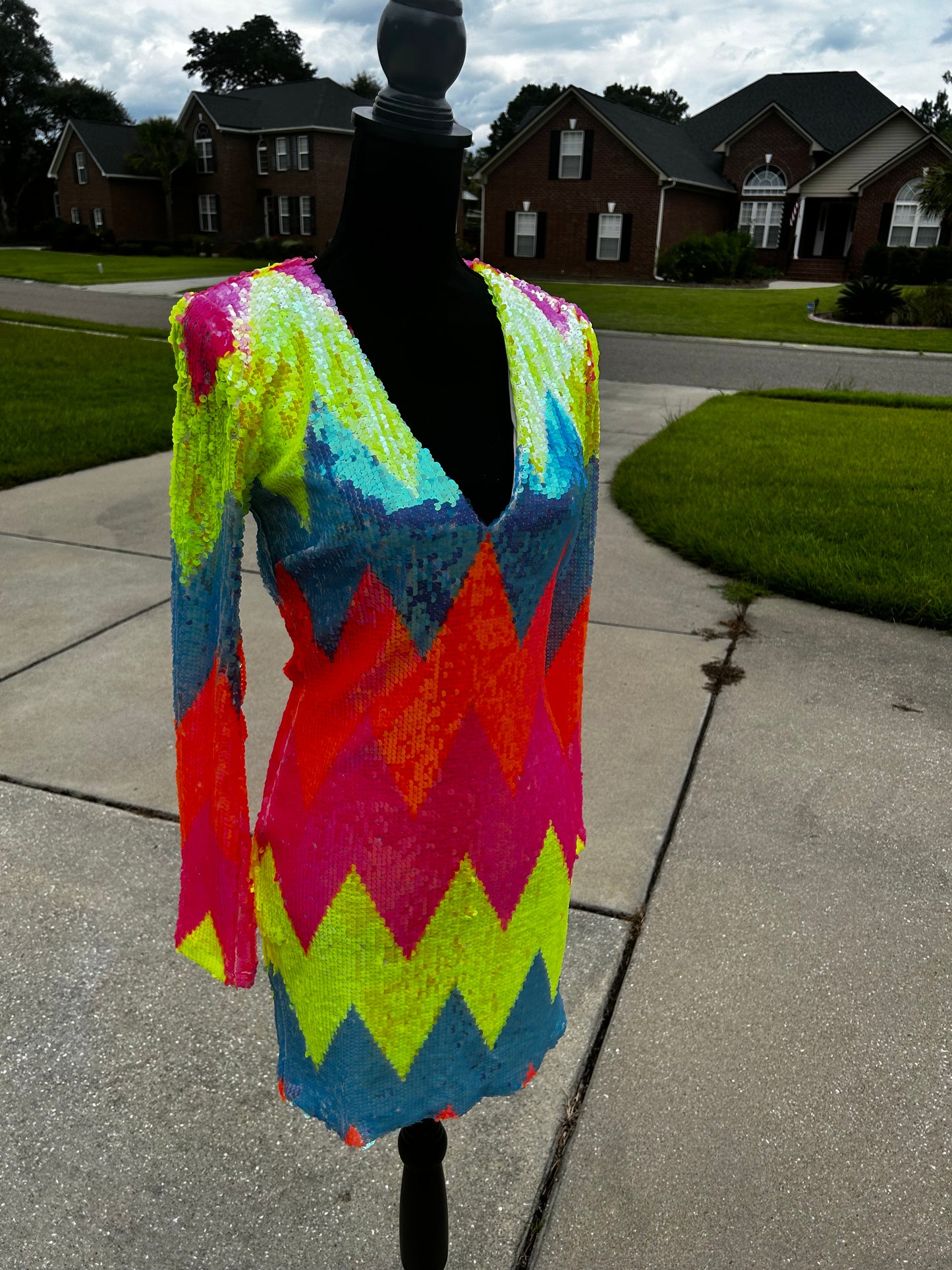 Shop Akira Multicolored Sequin Dress (NWOT)