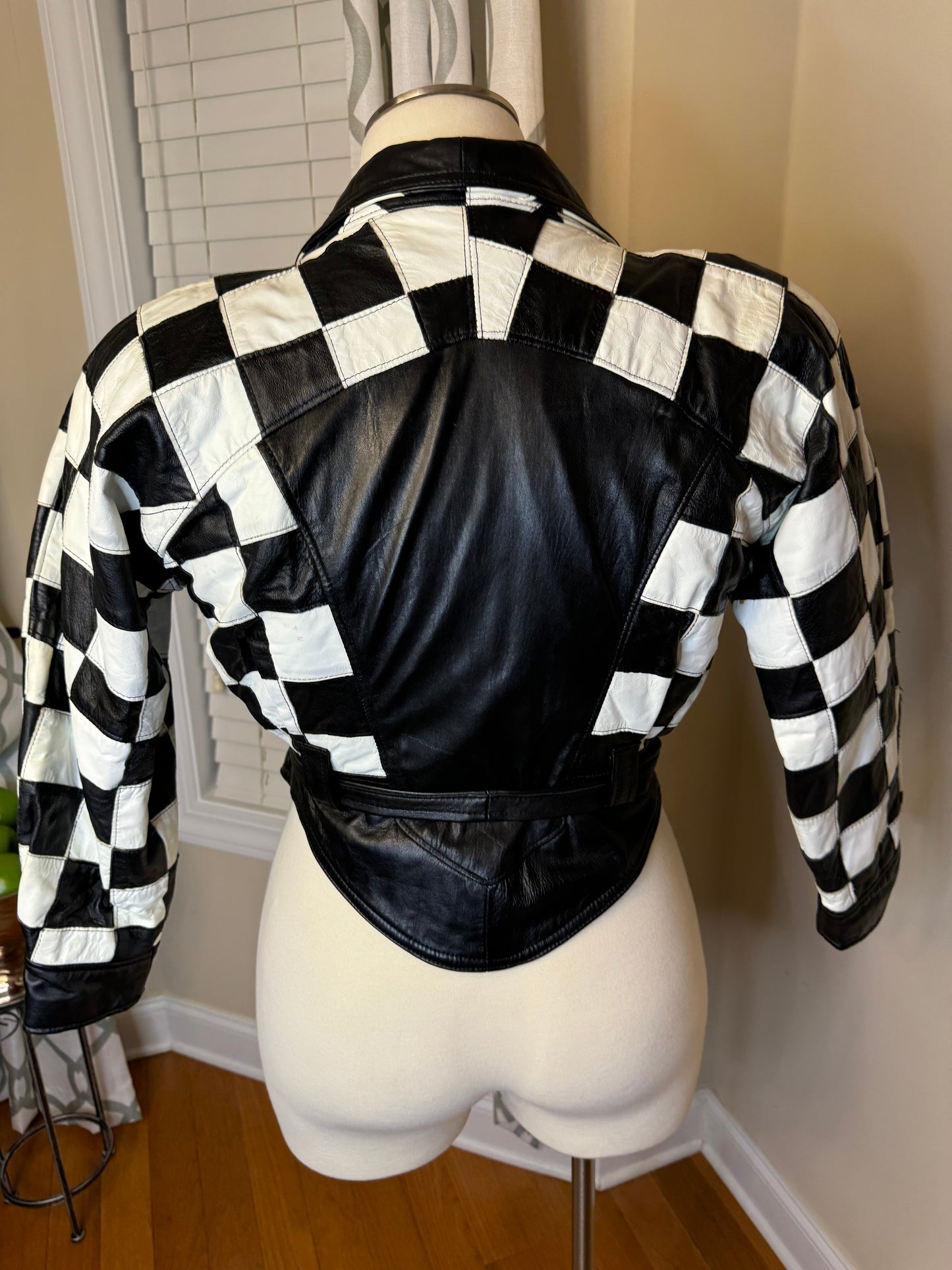 VTG Black and White Leather Jacket