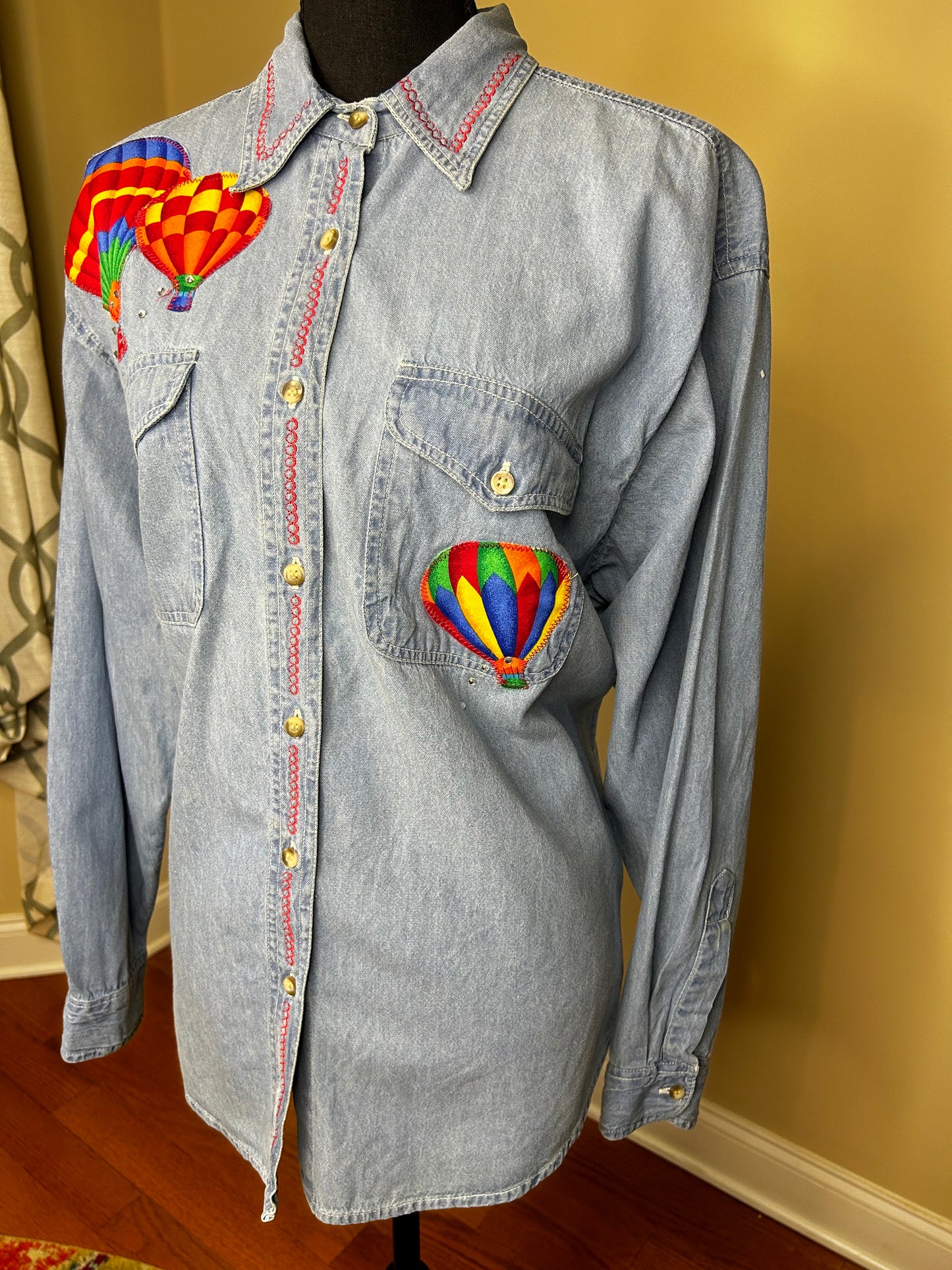 "Hot Air Balloon" Vintage Denim Shirt