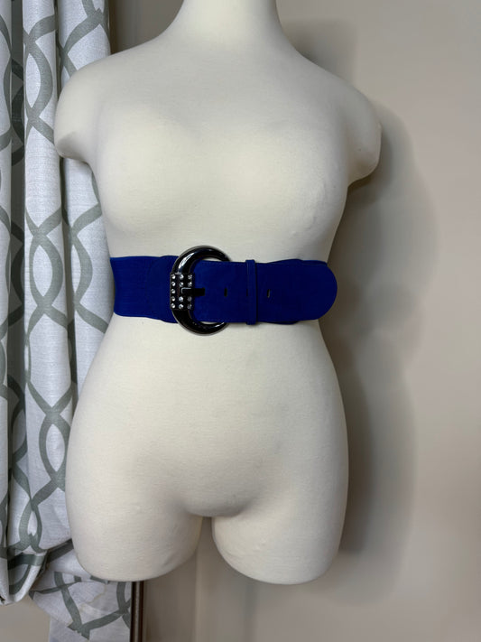 Blue Suede Elastic Waist Belt