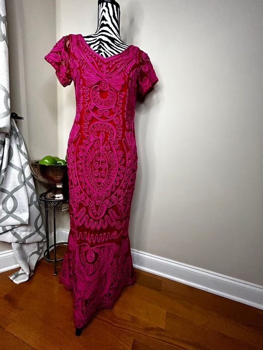 JS Collection Pink Embroidered Dress NWT