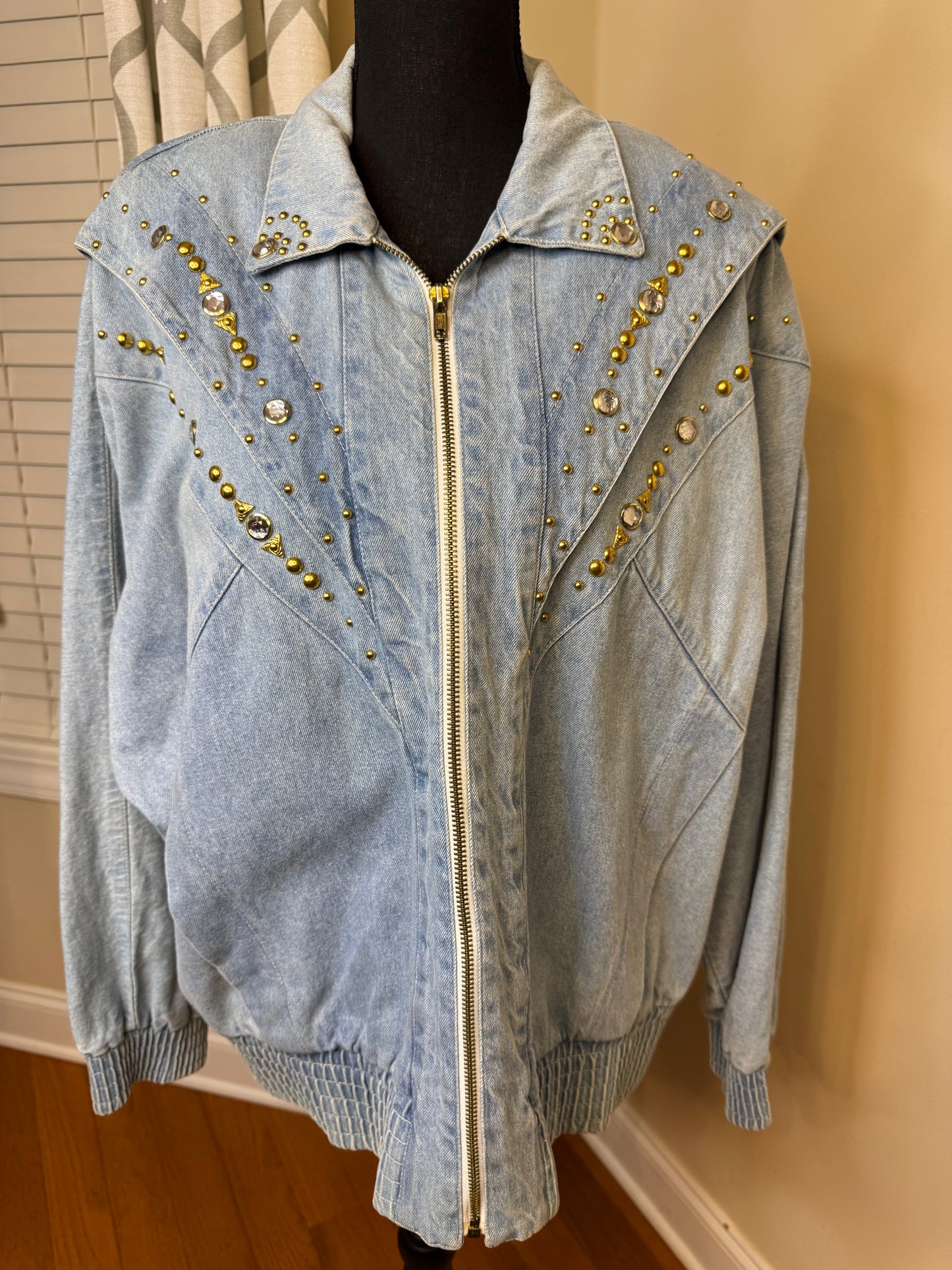PADO of California Bejeweled Denim Bomber