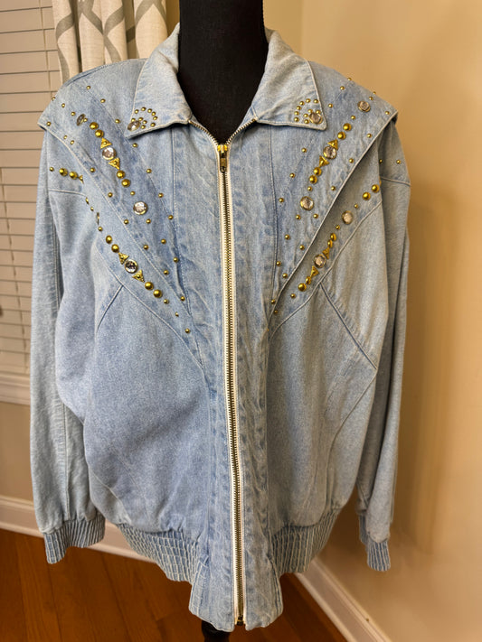 PADO of California Bejeweled Denim Bomber