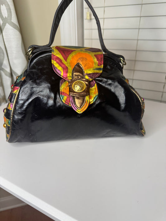 Bejeweled Vintage Abstract Painted Purse