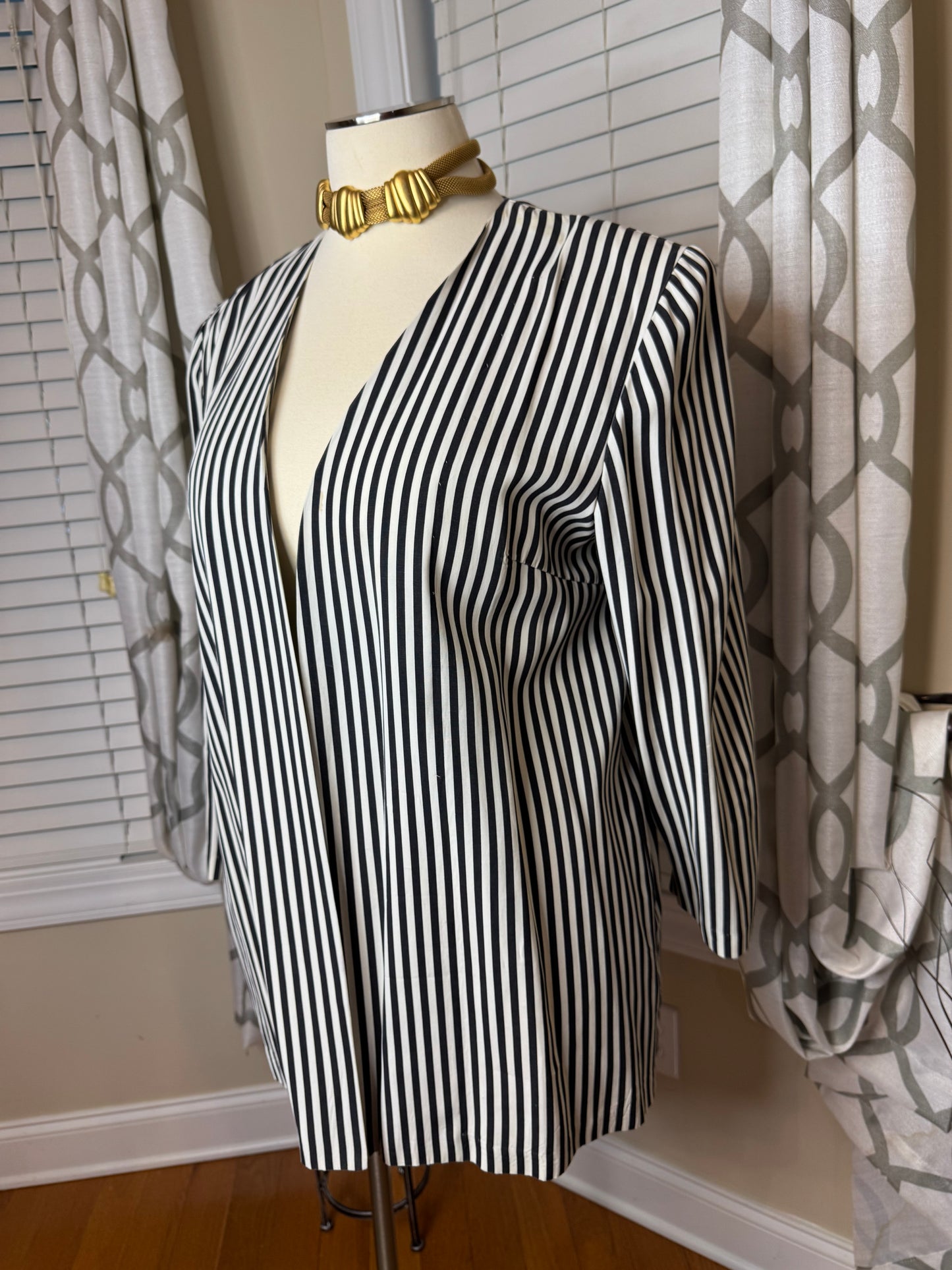 Vintage Open Striped Blazer