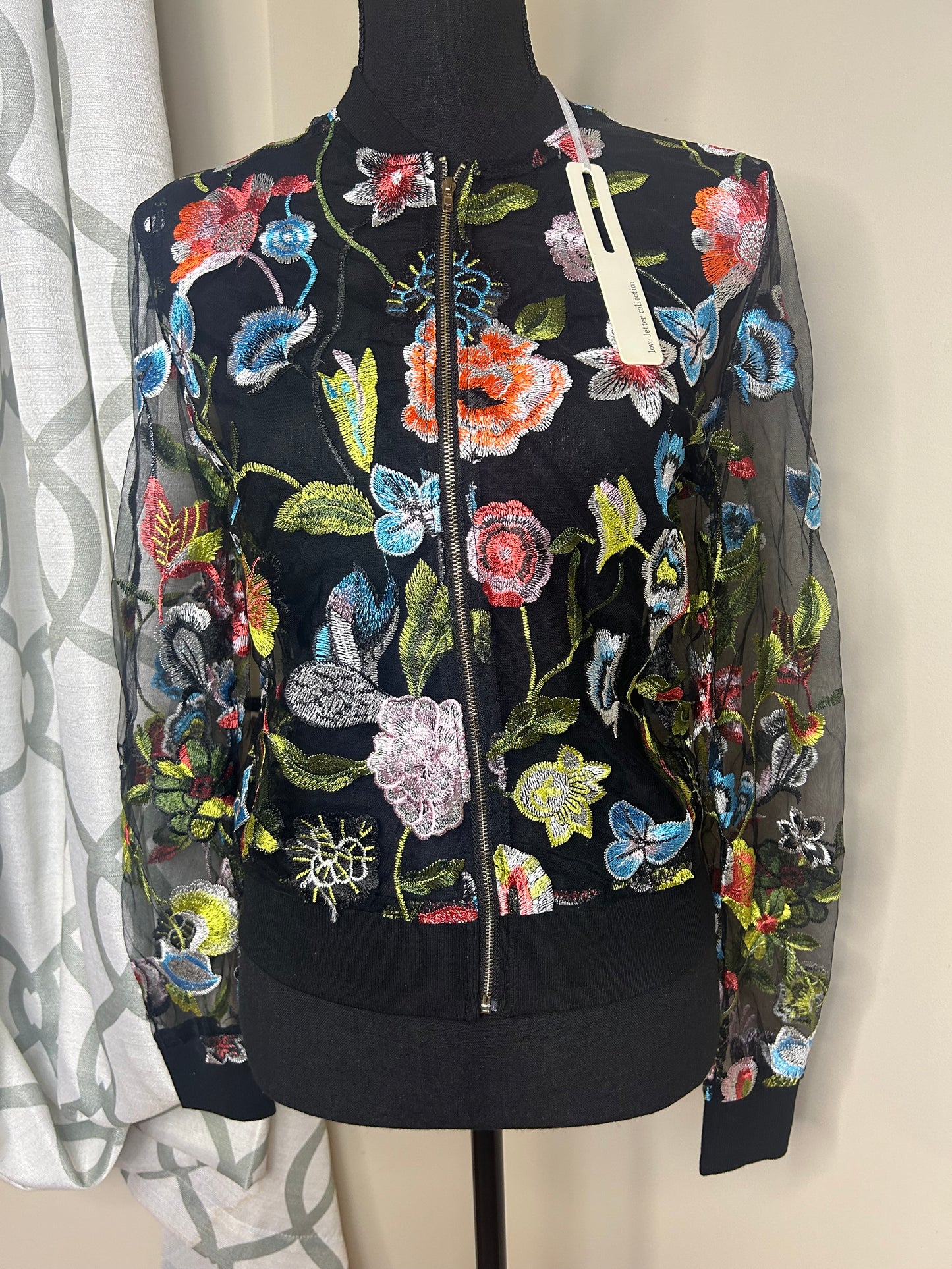 Love Letter Collection Sheer Embroidered Jacket NWT